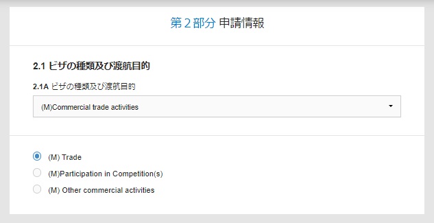 中国ビザ申請 オンライン入力2.1